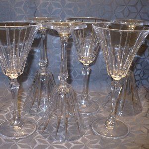 set 6 Etched Crystal 6 oz Martini Glasses